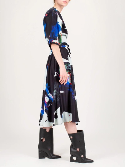 Shop Off-white Brushstroke Romantic Dress In Black