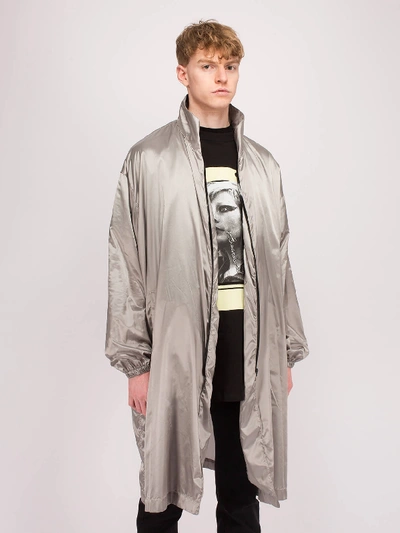 Shop Raf Simons Nylon Raincoat Reversible Grey