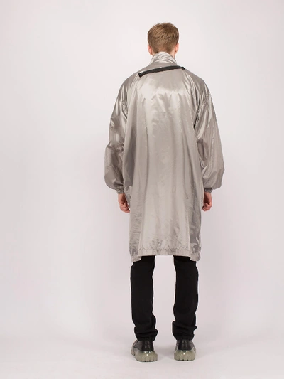 Shop Raf Simons Nylon Raincoat Reversible Grey