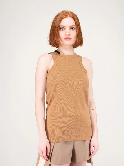 Shop Sacai Chiffon X Jersey T-shirt Knit Beige