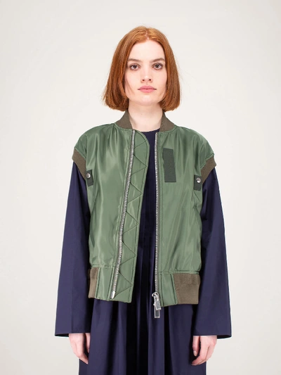 Shop Sacai Sleeveless Jacket Khaki In Green