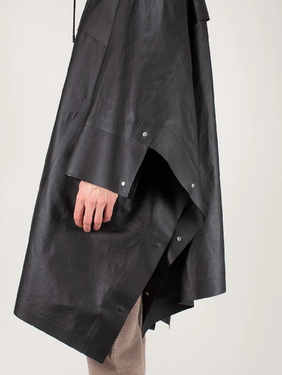 Shop Bottega Veneta Rain Coat Leather Black