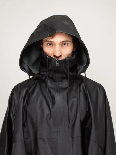 Shop Bottega Veneta Rain Coat Leather Black