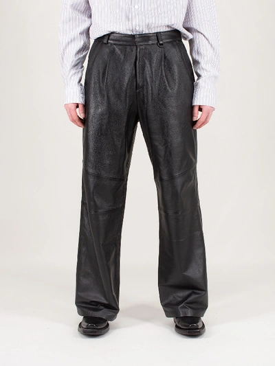 Shop Ader Error Oversized Leather Trousers In Black