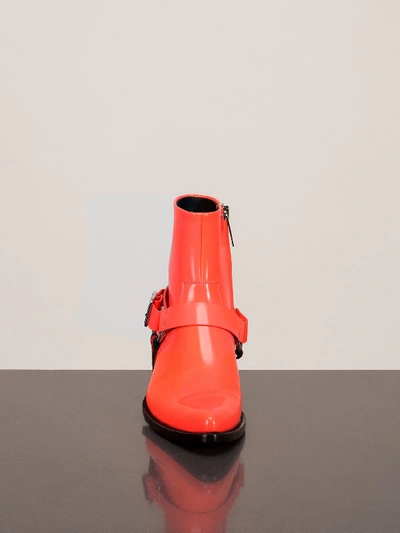 Shop Calvin Klein 205w39nyc Tex Harness Spazzolato Boots Apricot In Yellow & Orange