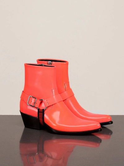 Shop Calvin Klein 205w39nyc Tex Harness Spazzolato Boots Apricot In Yellow & Orange