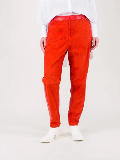 Shop Frenken Pants Leather Fire Red