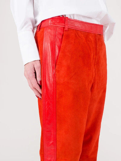 Shop Frenken Pants Leather Fire Red