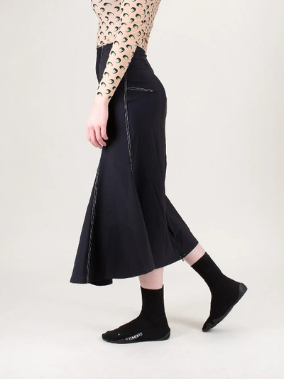 Shop Marine Serre Contrast Skirt With Moon-print In Black