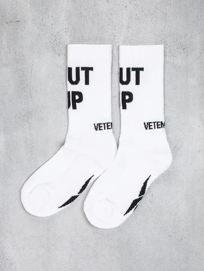 Shop Vetements Shut Up Socks White