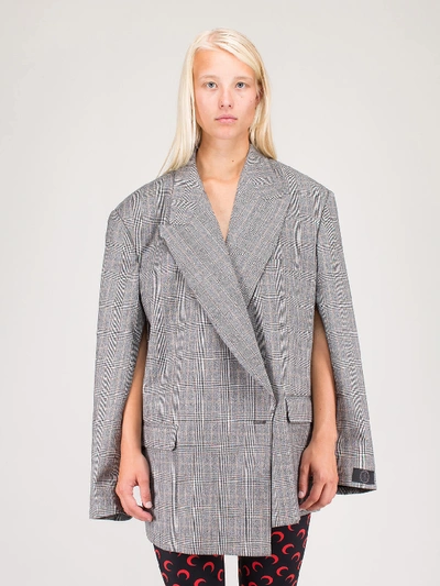 Shop Vetements Check Single Breasted Blazer In Grey