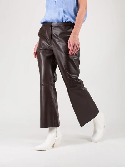 Shop By Malene Birger Vercano Leather Pant In Brown