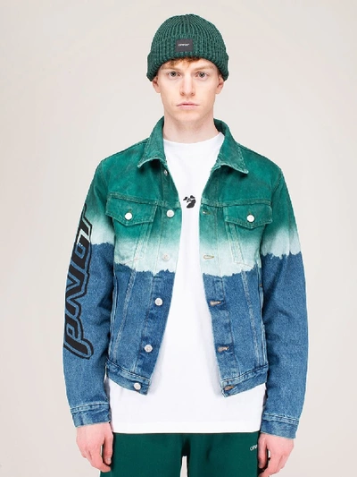 Shop Off-white Pivot Degrad Slim Demin Jacket In Blue