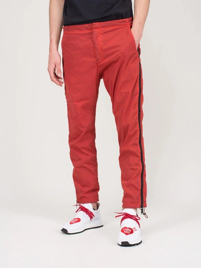 Shop Heron Preston Side Zip Pants Washed Red