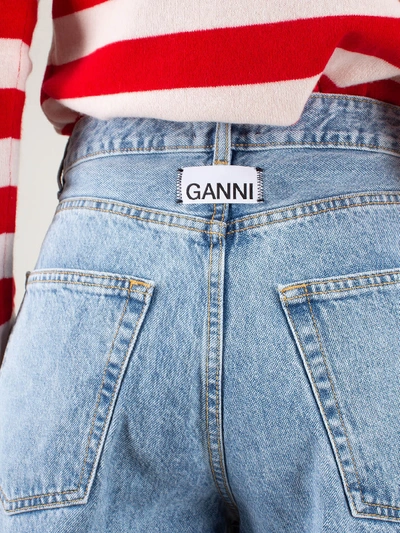 Shop Ganni Lowrise Washed Pants In Blue