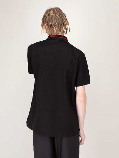 Shop Burberry Monogram Stripe Print Cotton Piqué Polo Shirt In Black