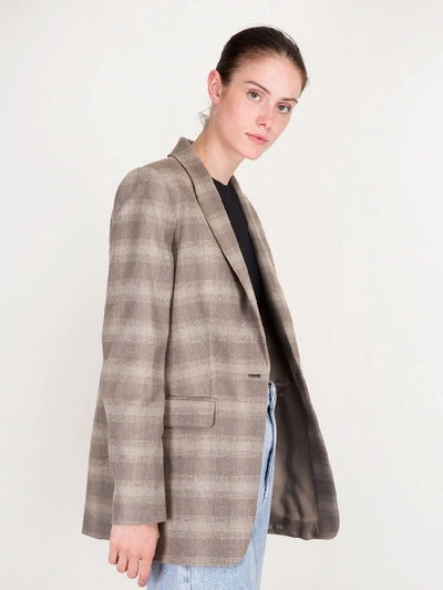 Shop Frenken Flannel Blazer Mud Check In Brown