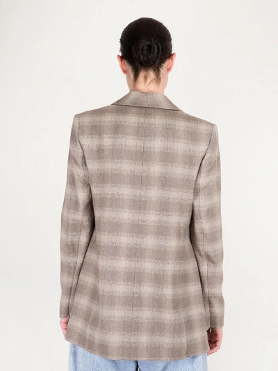 Shop Frenken Flannel Blazer Mud Check In Brown