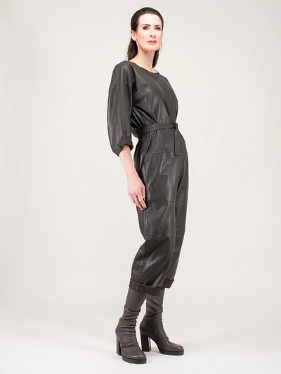 Shop Humanoid Heidy Leather Jumpsuit In Green
