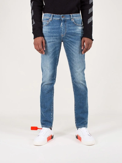 Shop Off-white Skinny Regular Medium Blue Wash White