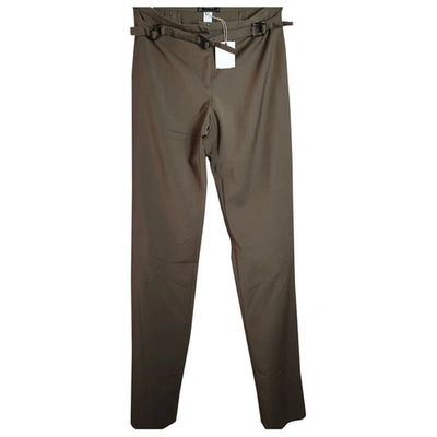 Pre-owned Versace Wool Straight Pants In Khaki