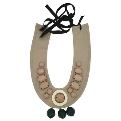 Pre-owned Prada Cloth Necklace In Beige