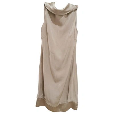Pre-owned Azzaro Silk Mid-length Dress In Beige