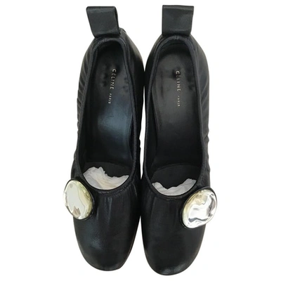 Pre-owned Celine Soft Ballerina Leather Ballet Flats In Black