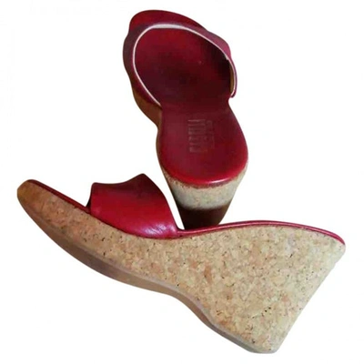 Pre-owned Marella Leather Mules & Clogs In Red
