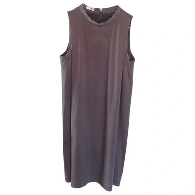 Pre-owned Brunello Cucinelli Silk Mid-length Dress In Grey