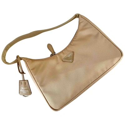 Pre-owned Prada Re-nylon Cloth Handbag In Camel