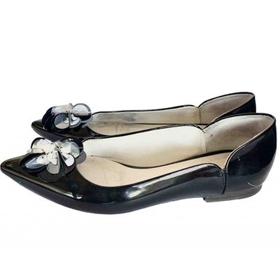 Pre-owned Delpozo Black Patent Leather Ballet Flats
