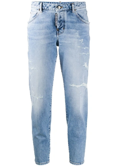 Shop Dsquared2 Cropped Tapered Jeans In Blue