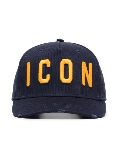 Shop Dsquared2 Icon Embroidered Cap In Blue