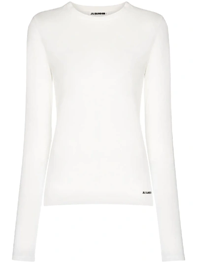 Shop Jil Sander Logo-print Long-sleeve T-shirt In White