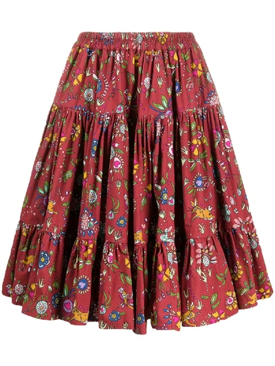 Shop La Doublej Love Short Skirt In Red