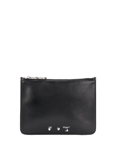 Shop Off-white Logo Print Flat Pouch In Black