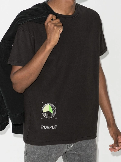 Shop Purple Brand Perspective Grid Logo T-shirt In Black