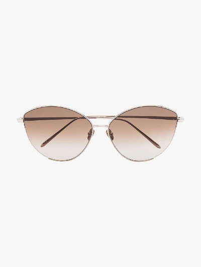 Shop Linda Farrow 22k Gold-plated Ella Cat Eye Sunglasses