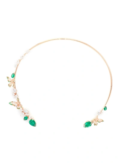 Shop Anabela Chan Butterfly Emerald' Gemstone 18k Rose Gold Vermeil Collar Choker In Green