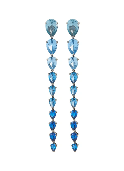 Shop Anabela Chan Aqua Nova' Gemstone 18k White Gold Rhodium Vermeil Drop Earrings In Blue