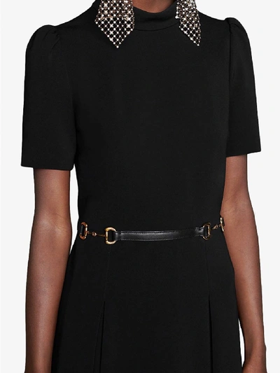Shop Gucci Horsebit Belt Dress In Black