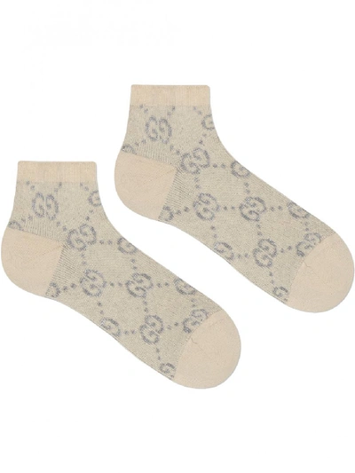 Shop Gucci Cotton-blend Gg Lamã© Socks In White