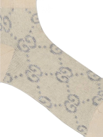 Shop Gucci Cotton-blend Gg Lamã© Socks In White