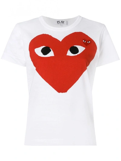 Shop Comme Des Garçons Play Red Heart Cotton T-shirt In White