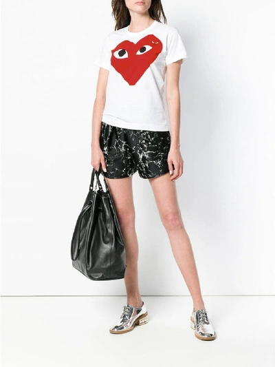 Shop Comme Des Garçons Play Red Heart Cotton T-shirt In White