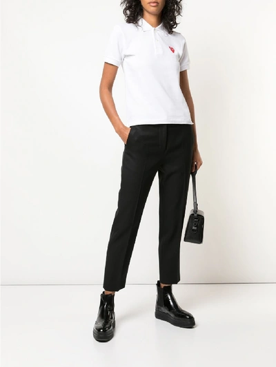 Shop Comme Des Garçons Play Red Heart Polo In White