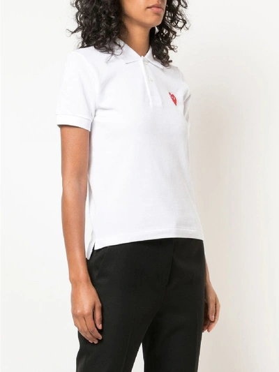 Shop Comme Des Garçons Play Red Heart Polo In White