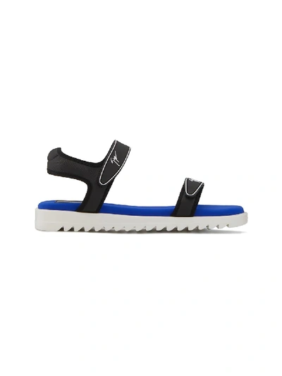 Shop Giuseppe Zanotti Teen Matty Touch Strap Sandals In Black