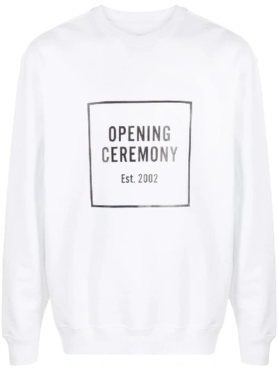 Shop Opening Ceremony Box Logo Crew Neck Sweatshirt In White